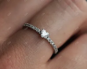 0.17ctw Hear Cut Moissanite Eternity Engagement Ring