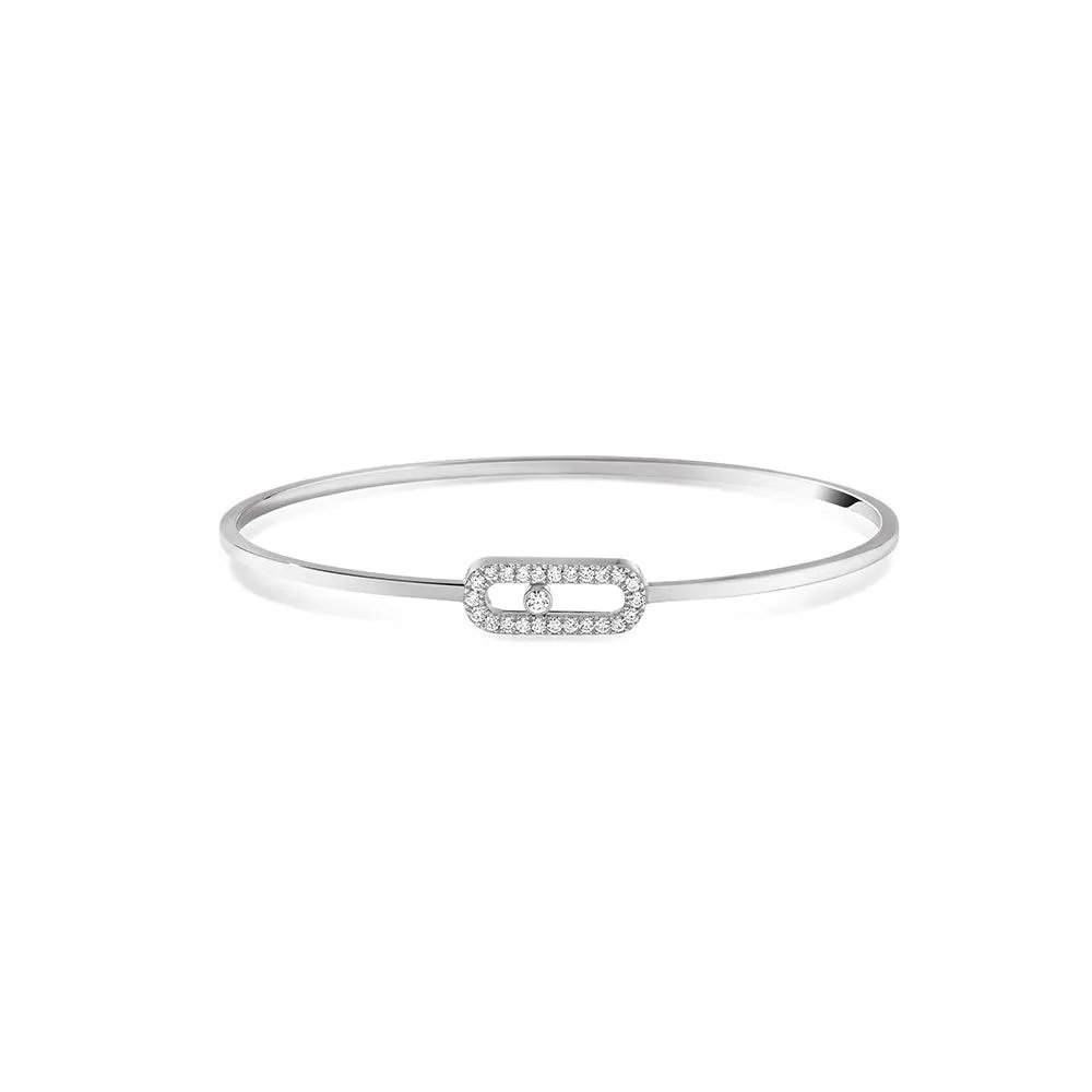 0.18ctw White Gold Diamond Pavé Bangle Bracelet