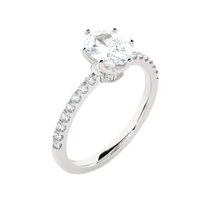 1 1/3 ctw Pear-Shaped Lab Grown Diamond Side Stone Engagement Ring