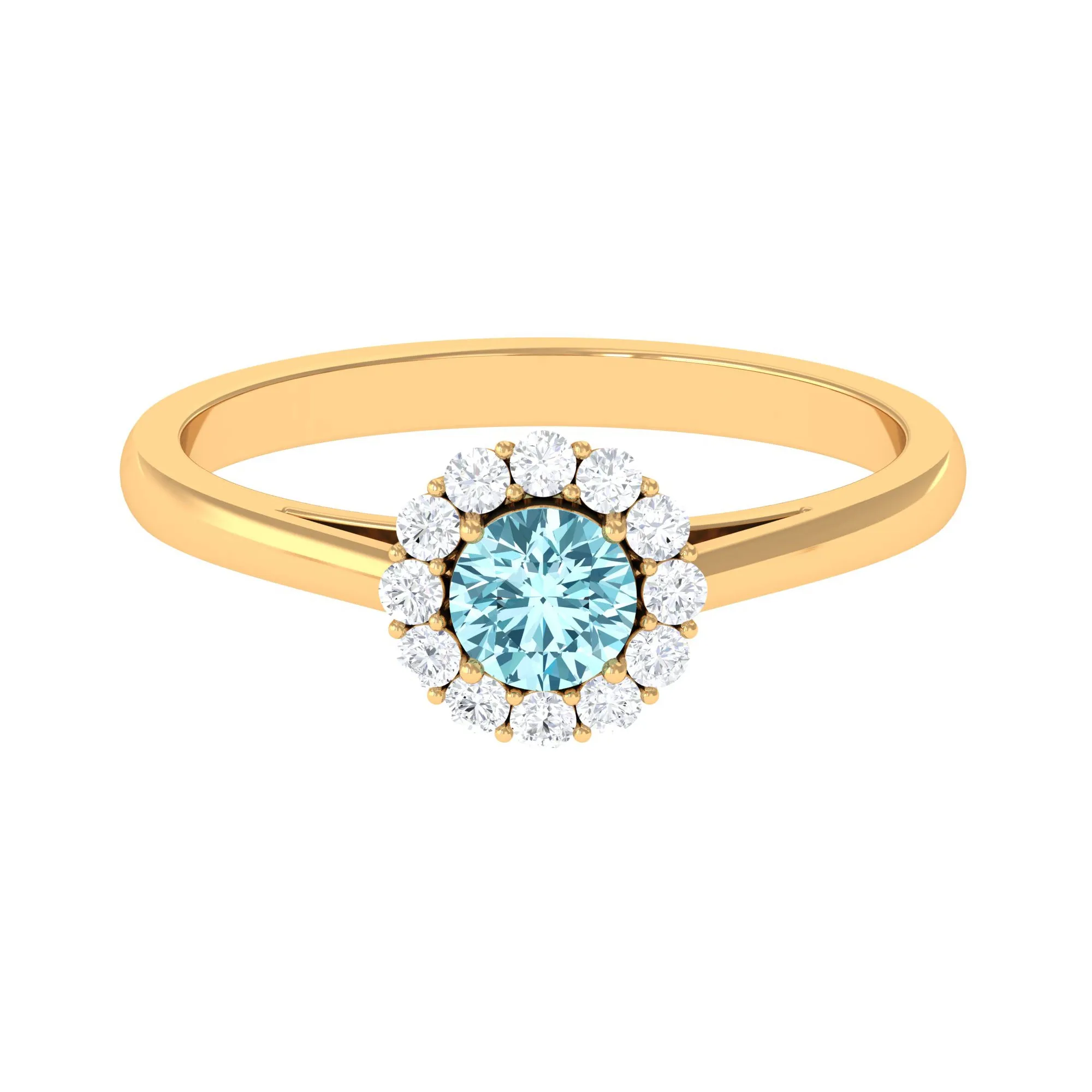 1 CT Aquamarine and Diamond Floating Halo Engagement Ring