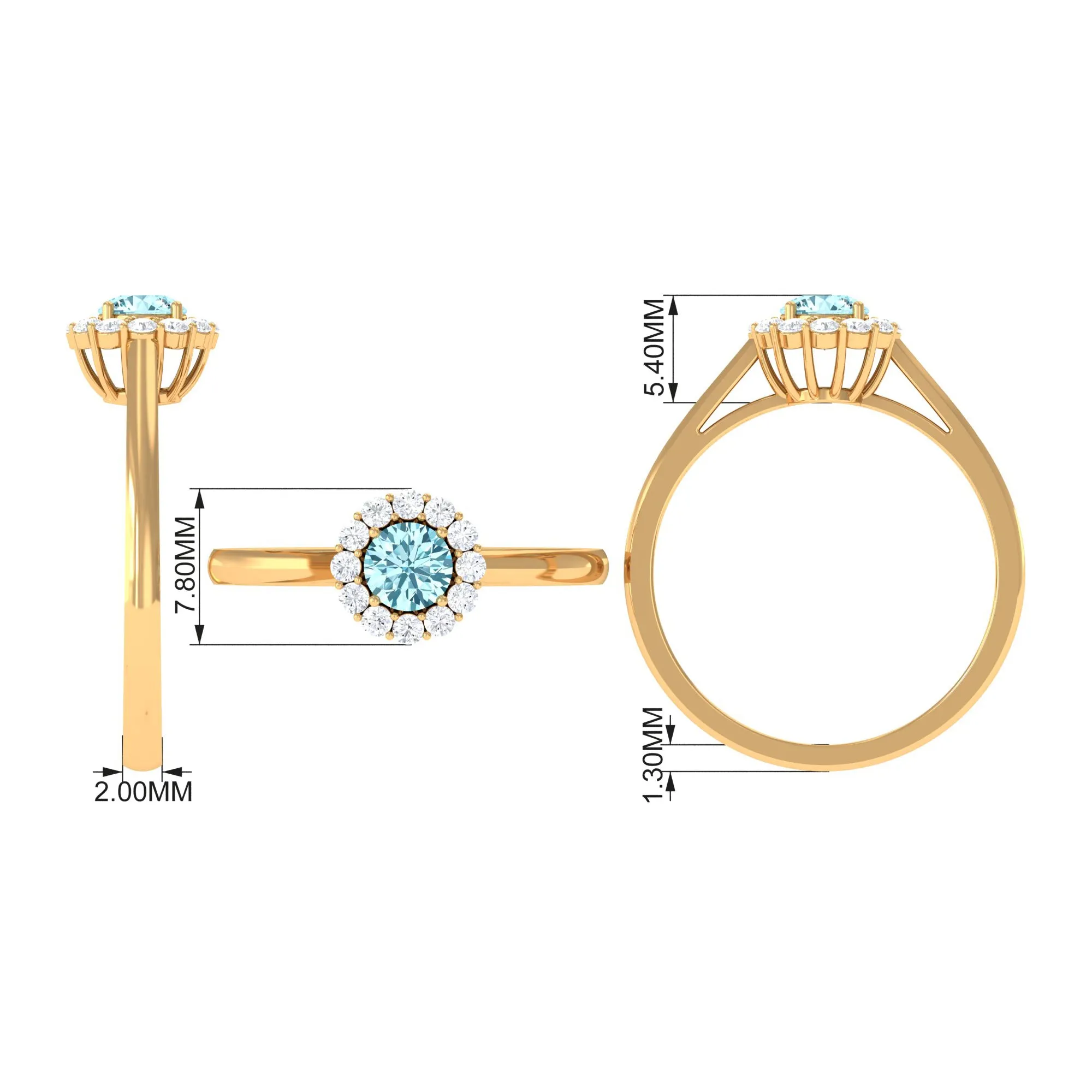 1 CT Aquamarine and Diamond Floating Halo Engagement Ring