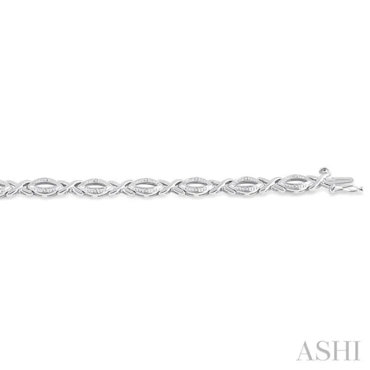 1/10 Ctw Round Cut Diamond Swirl bracelet in Sterling Silver