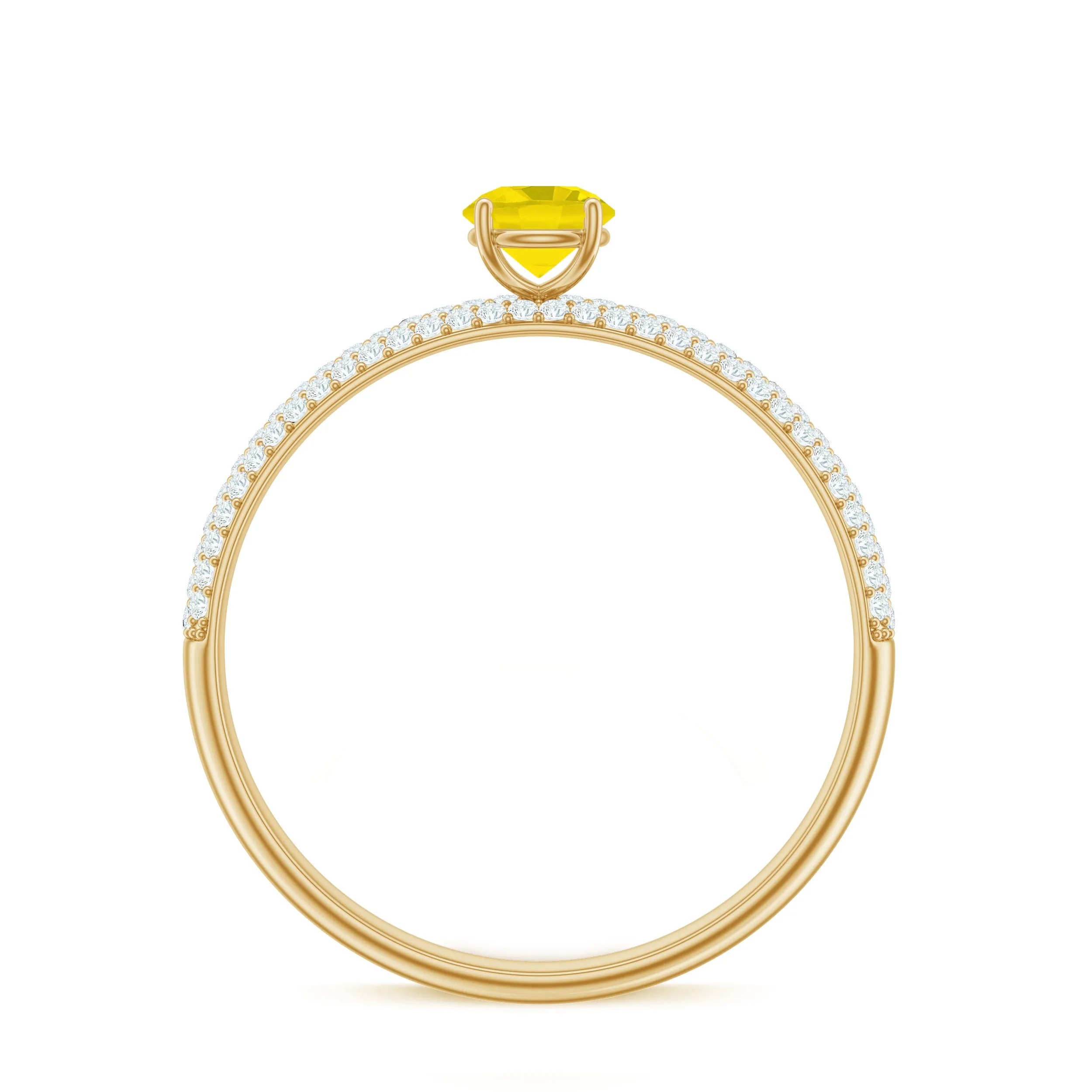 1.25 CT Yellow Sapphire Solitaire Ring with Diamond