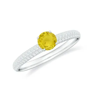 1.25 CT Yellow Sapphire Solitaire Ring with Diamond