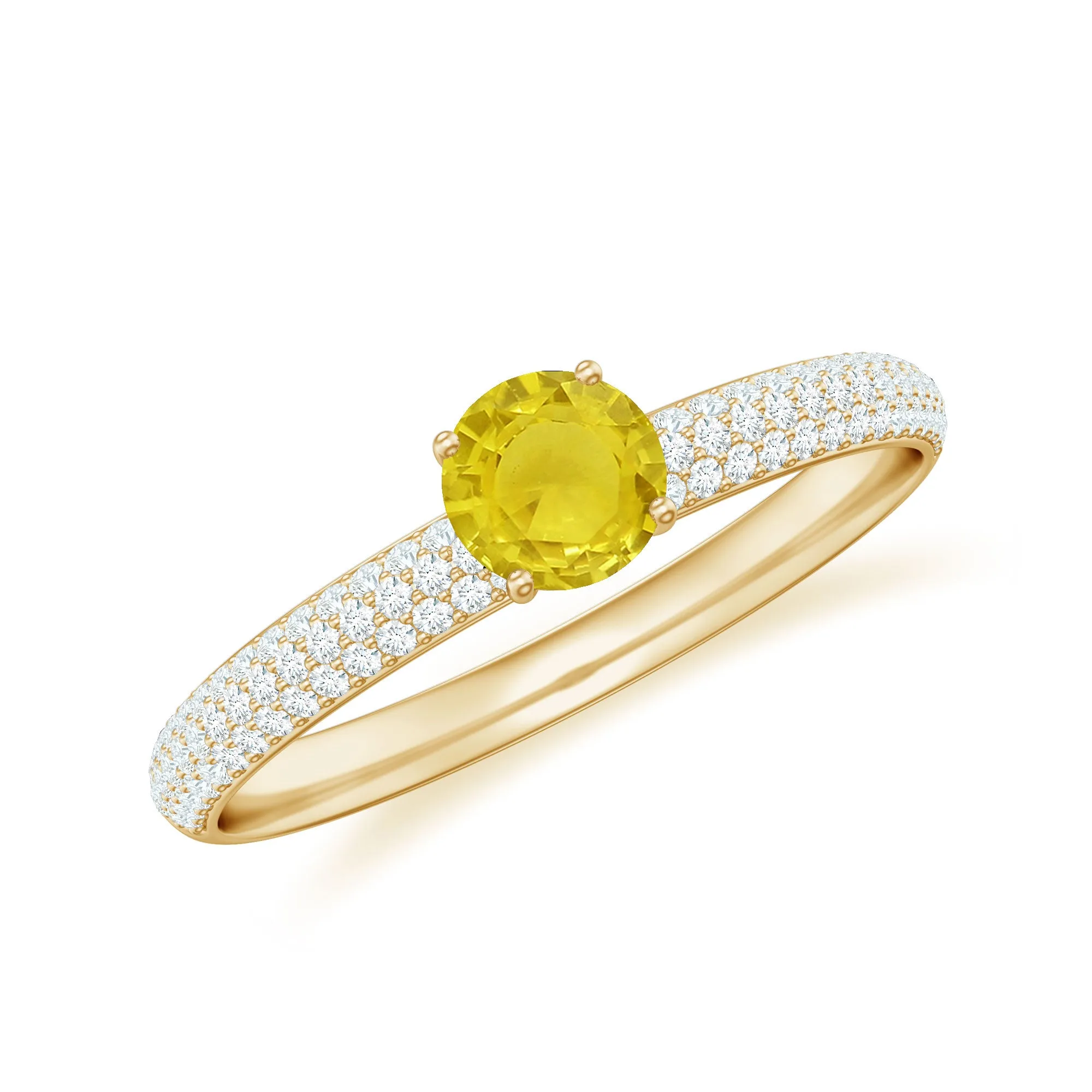 1.25 CT Yellow Sapphire Solitaire Ring with Diamond