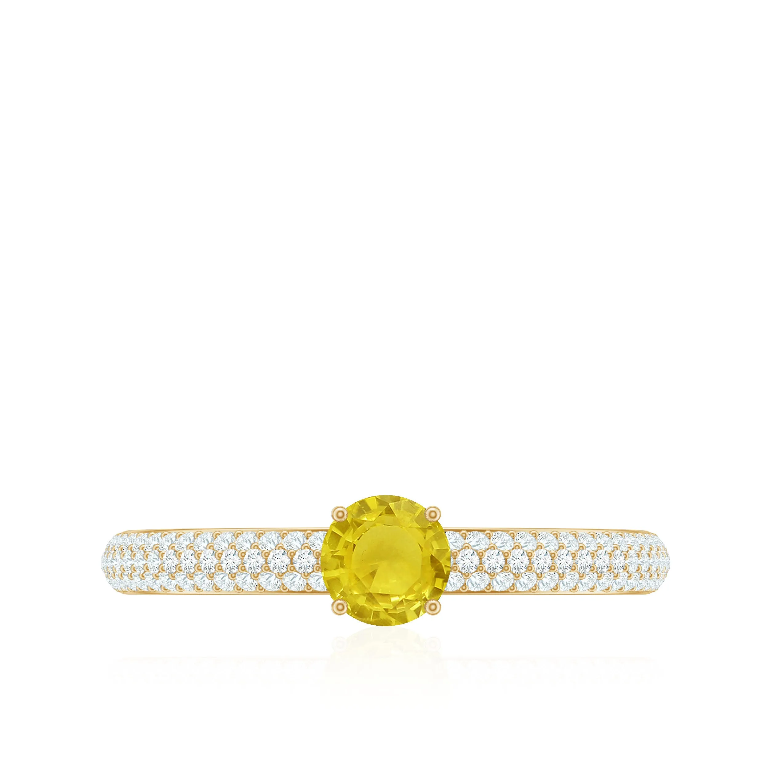 1.25 CT Yellow Sapphire Solitaire Ring with Diamond