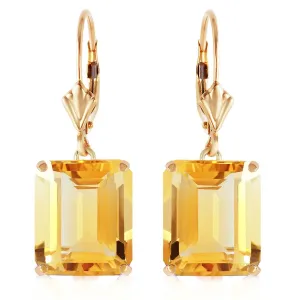 13 Carat 14K Solid Yellow Gold Leverback Earrings Citrine