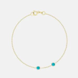 14K Gold 2 Birthstone Charms Bracelet