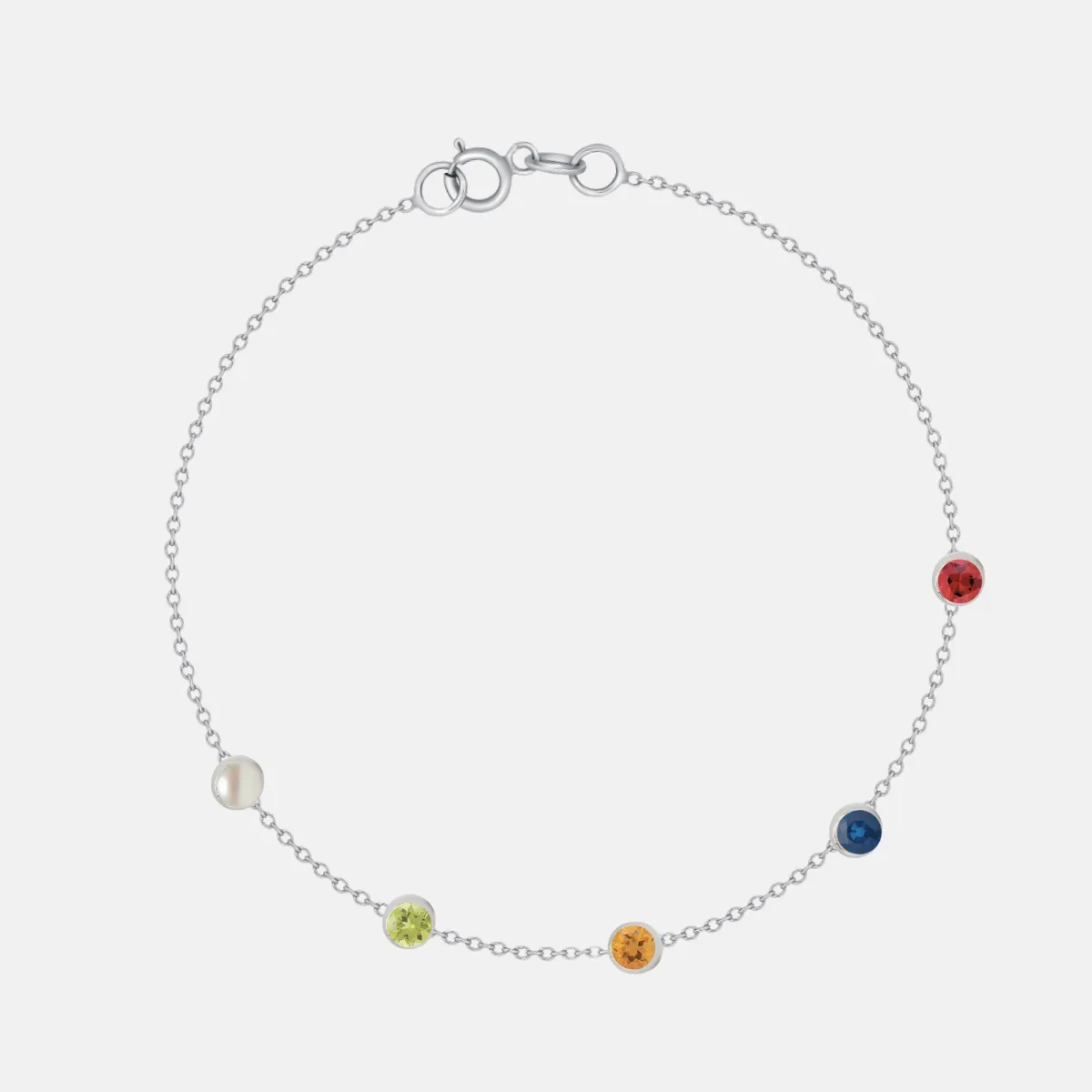 14K Gold 5 Birthstone Charms Bracelet