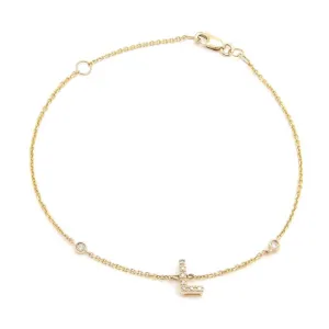 14K Gold Initial "L" Bracelet With Diamonds