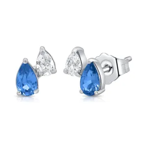 14K Gold Sapphire & Diamond Stud Earrings