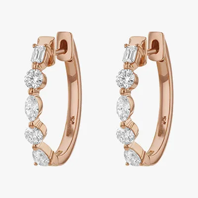 14K H-I/SI Multi Shape Diamond Hoops