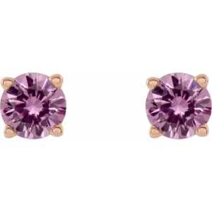 14K Rose 2.5 mm Natural Pink Sapphire Stud Earrings