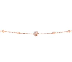 14K Rose Gold Diamond Flower & Bezel Bracelet