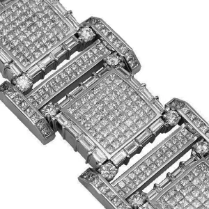 14K Solid White Gold Mens Diamond Bracelet 70.00 Ctw