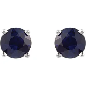 14K White 5 mm Lab-Grown Blue Sapphire Stud Earrings