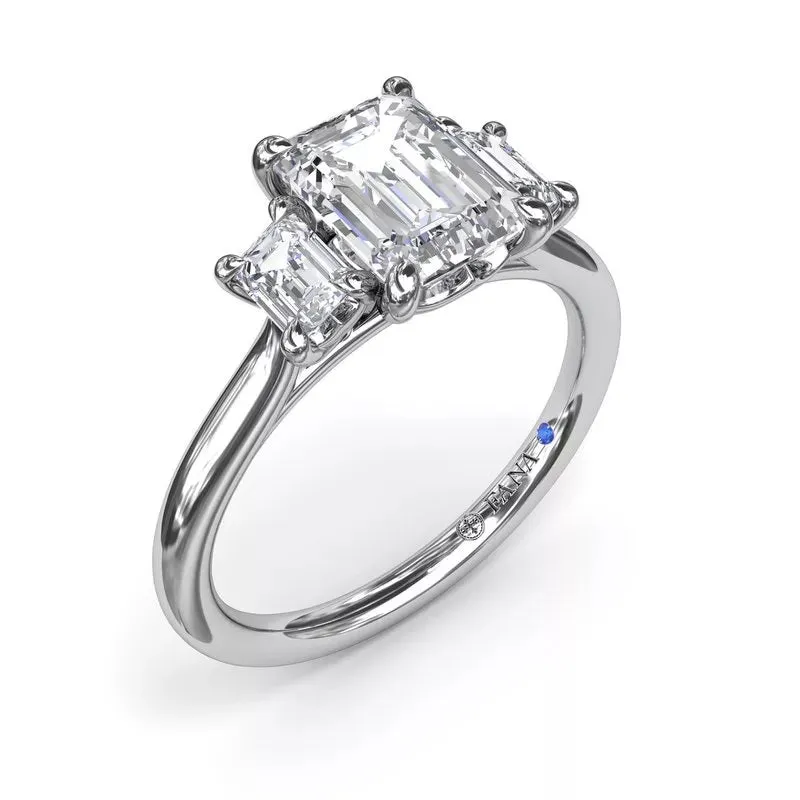 14K White Gold 3 Stone Engagement Ring