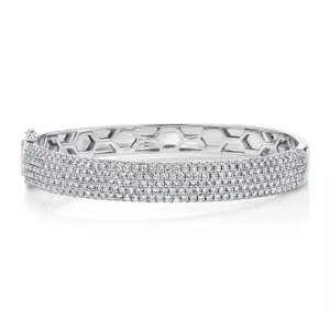 14K White Gold Pavé Diamond Bangle Bracelet (4.21 carat)