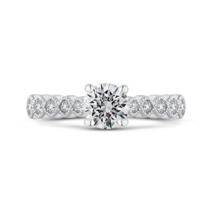 14K White Gold Round Cut Diamond Engagement Ring