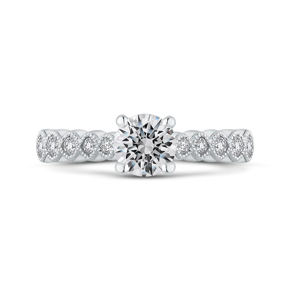 14K White Gold Round Cut Diamond Engagement Ring