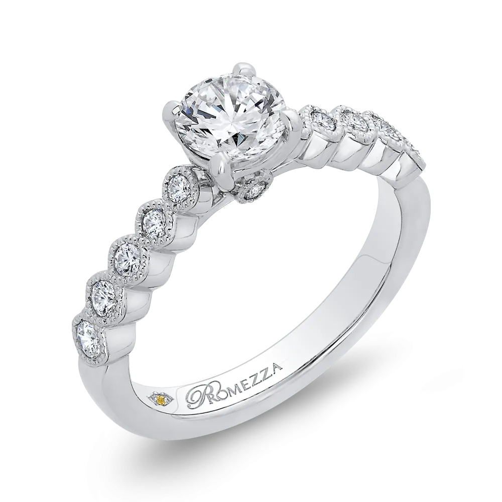 14K White Gold Round Cut Diamond Engagement Ring