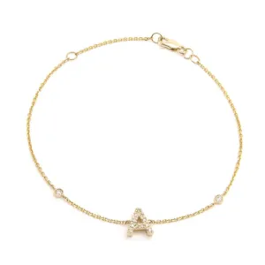 14k Yellow Gold Diamond Initial Bracelet