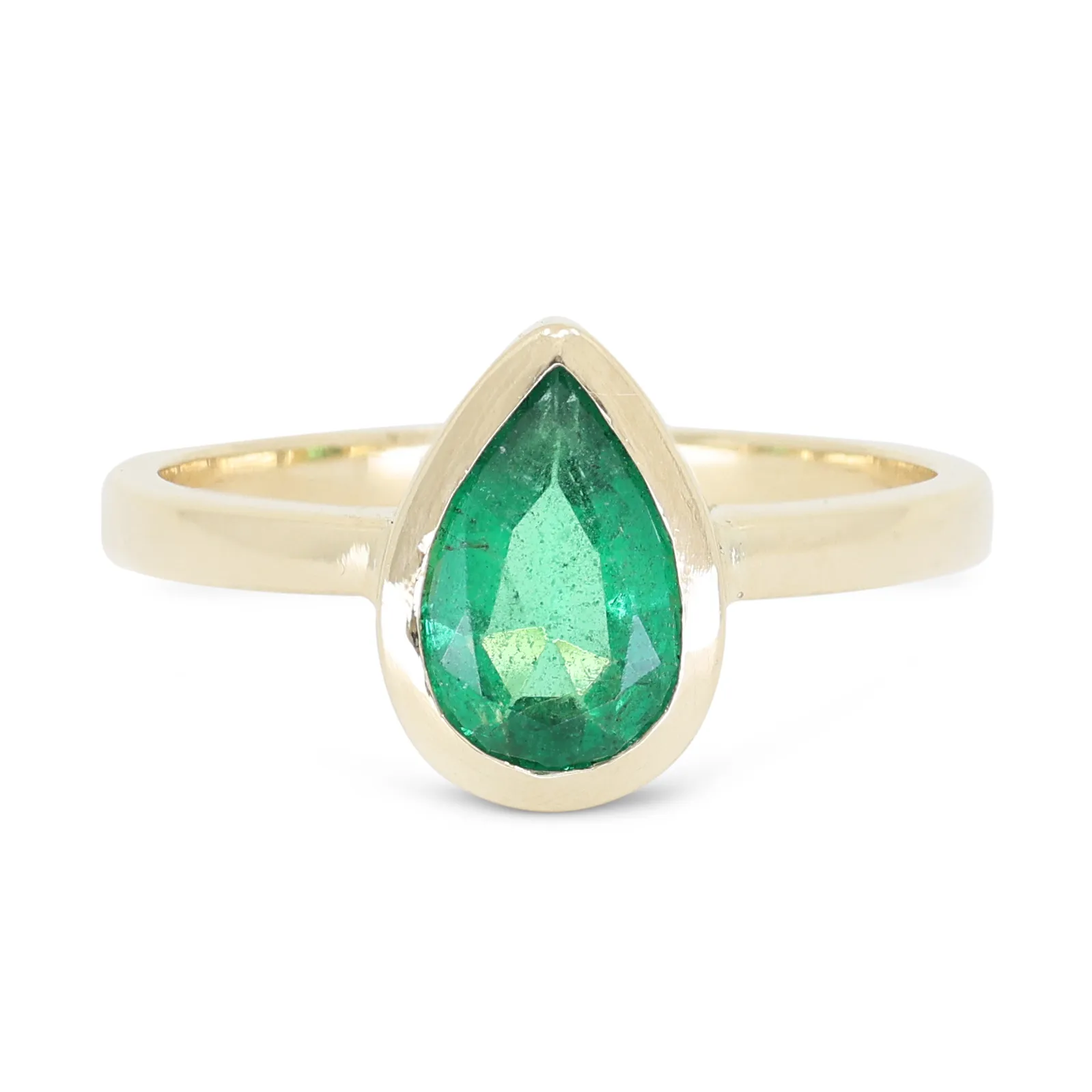 14K Yellow Gold Emerald Pear Band