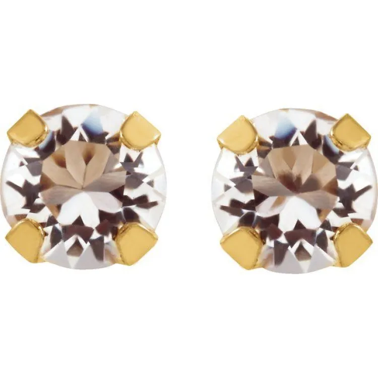 14K Yellow Imitation Sapphire Inverness® Piercing Earrings