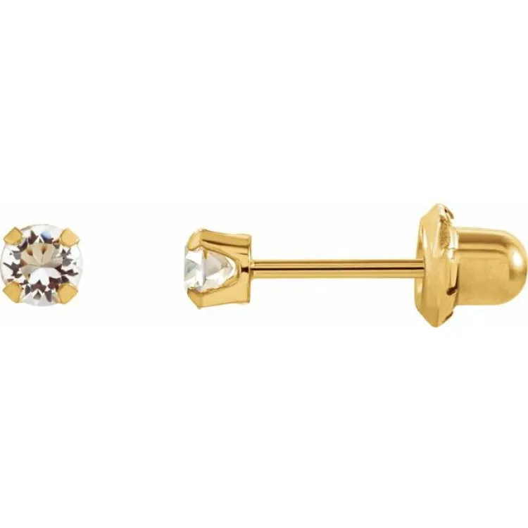 14K Yellow Imitation Sapphire Inverness® Piercing Earrings