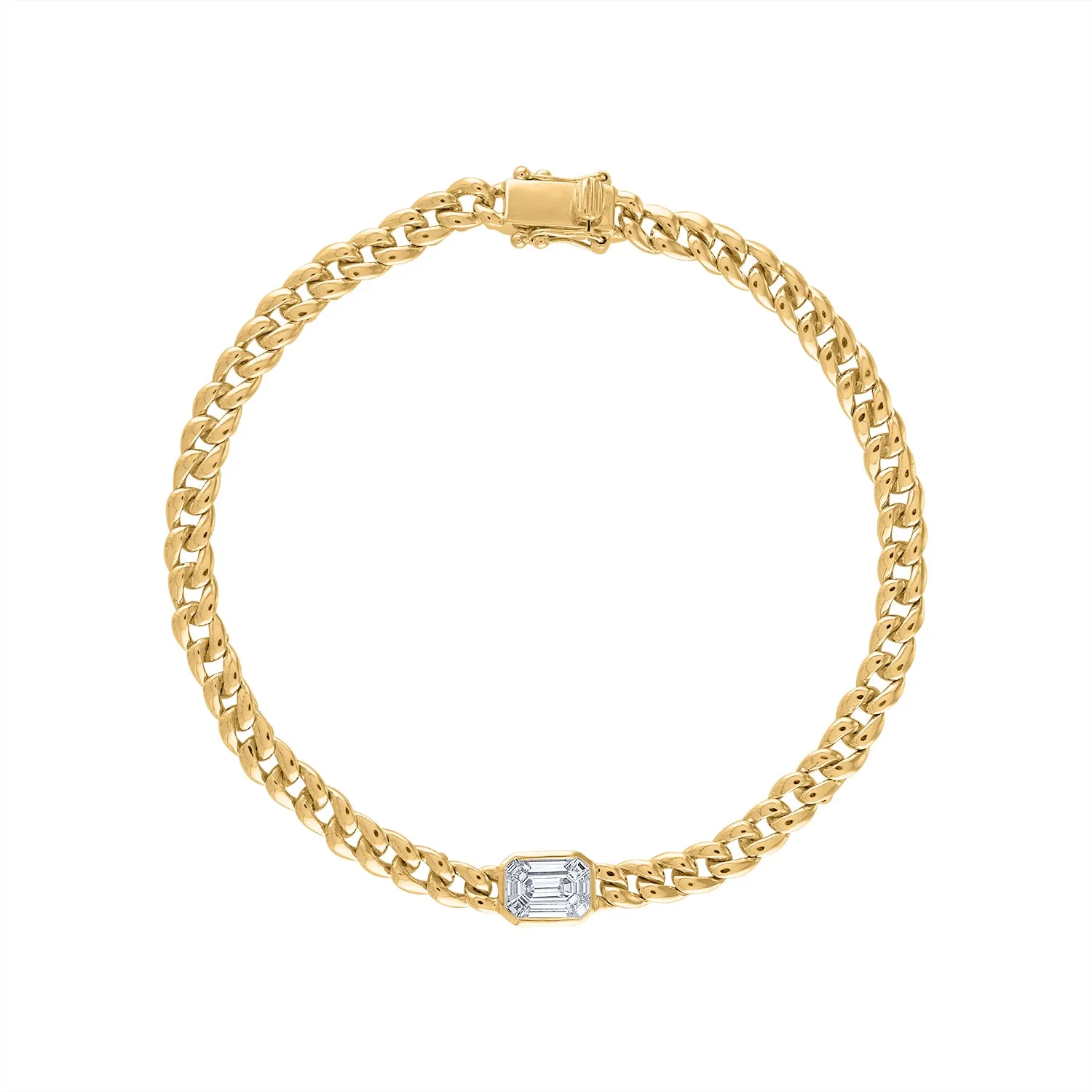 14KT GOLD DIAMOND HEXAGON CURB LINK BRACELET