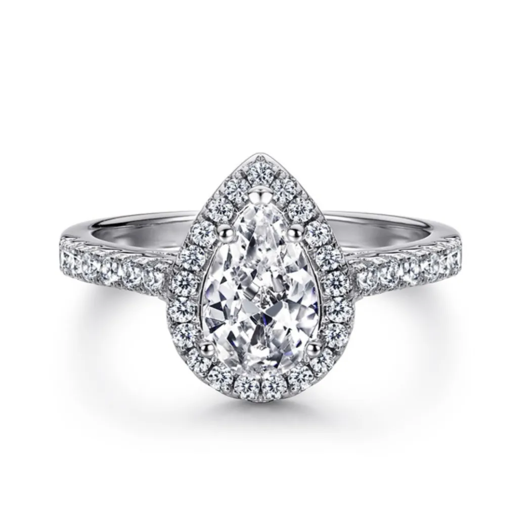 1.5 Carat Pear Halo Engagement Ring