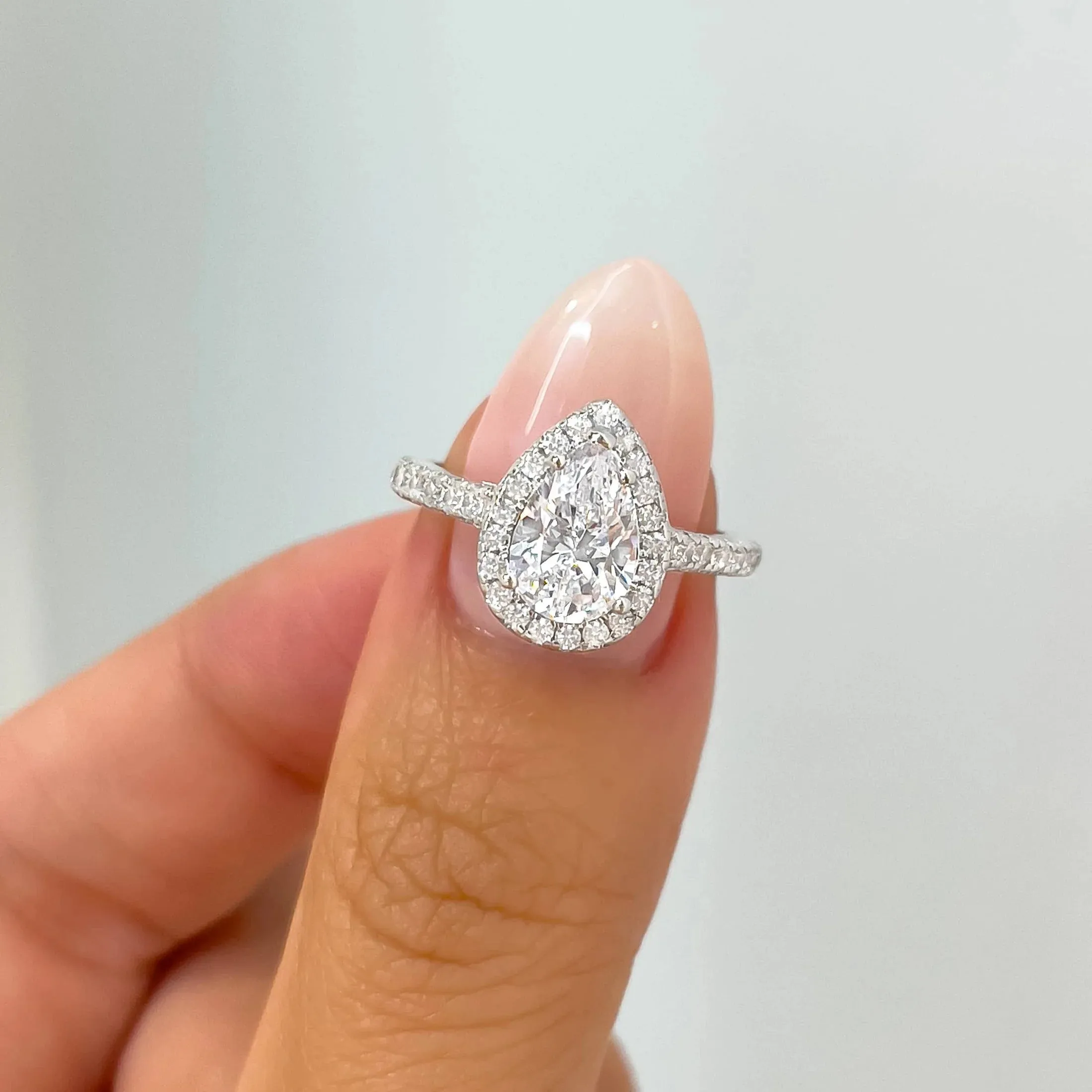 1.5 Carat Pear Halo Engagement Ring