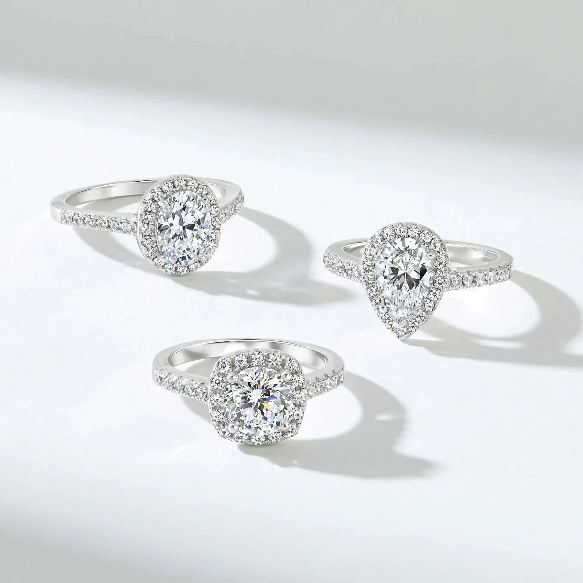 1.5 Carat Pear Shaped Halo Engagement & Wedding Bridal Set