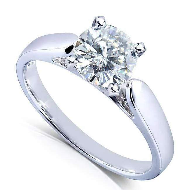 1.50 Carat Round Moissanite Simple Solitaire Ring