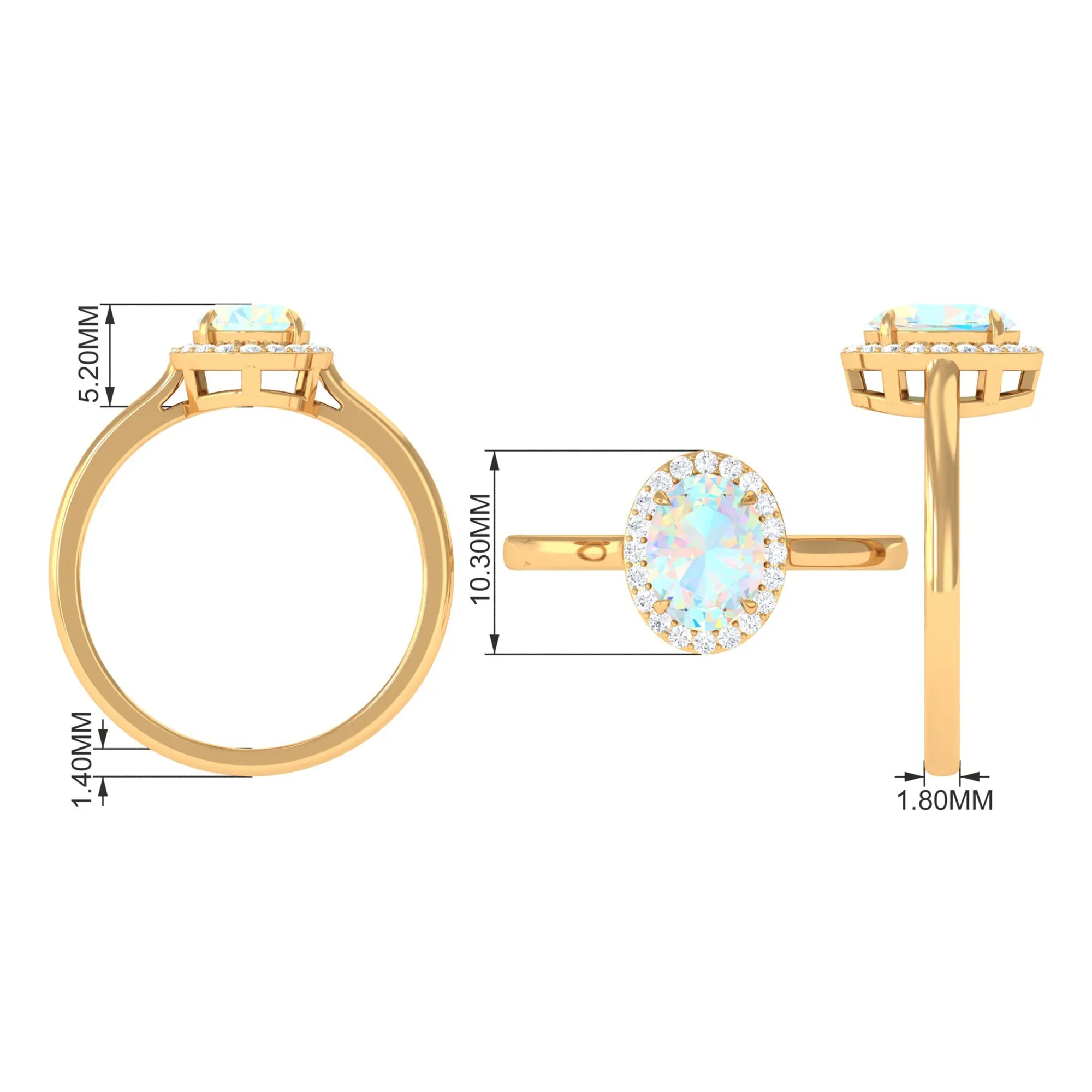 1.50 CT Oval Shape Ethiopian Opal Engagement Ring with Diamond Halo