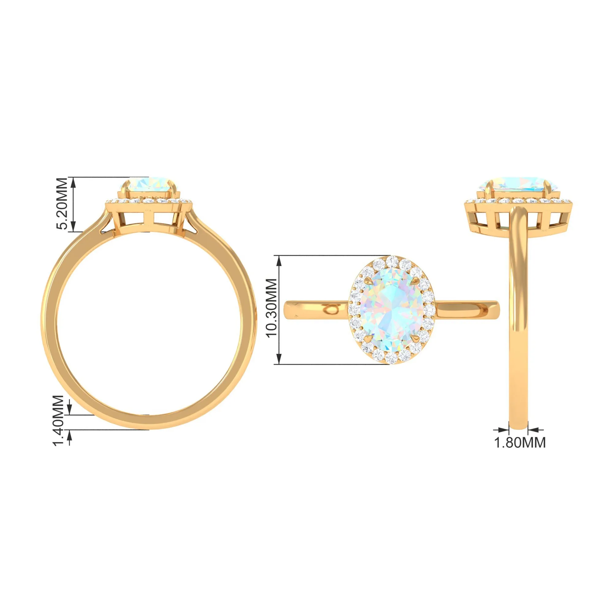 1.50 CT Oval Shape Ethiopian Opal Engagement Ring with Diamond Halo