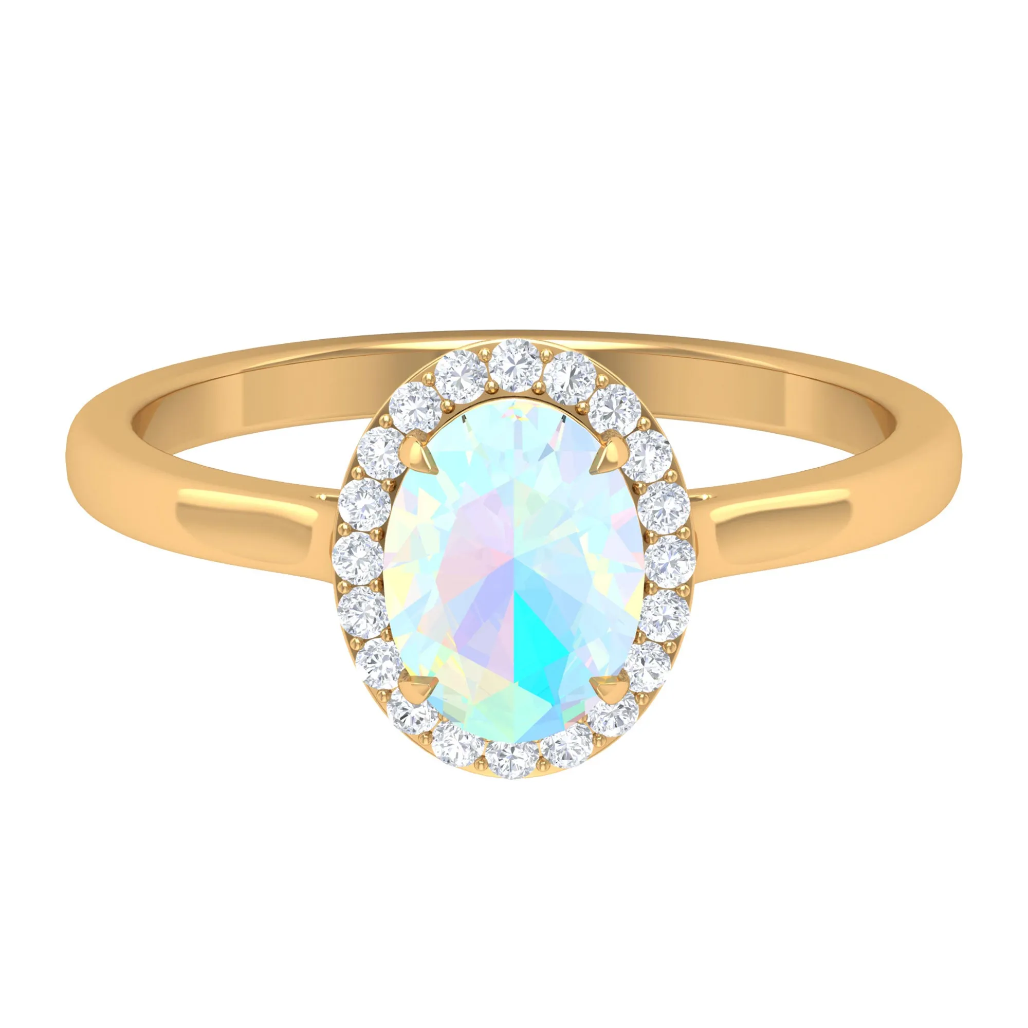 1.50 CT Oval Shape Ethiopian Opal Engagement Ring with Diamond Halo