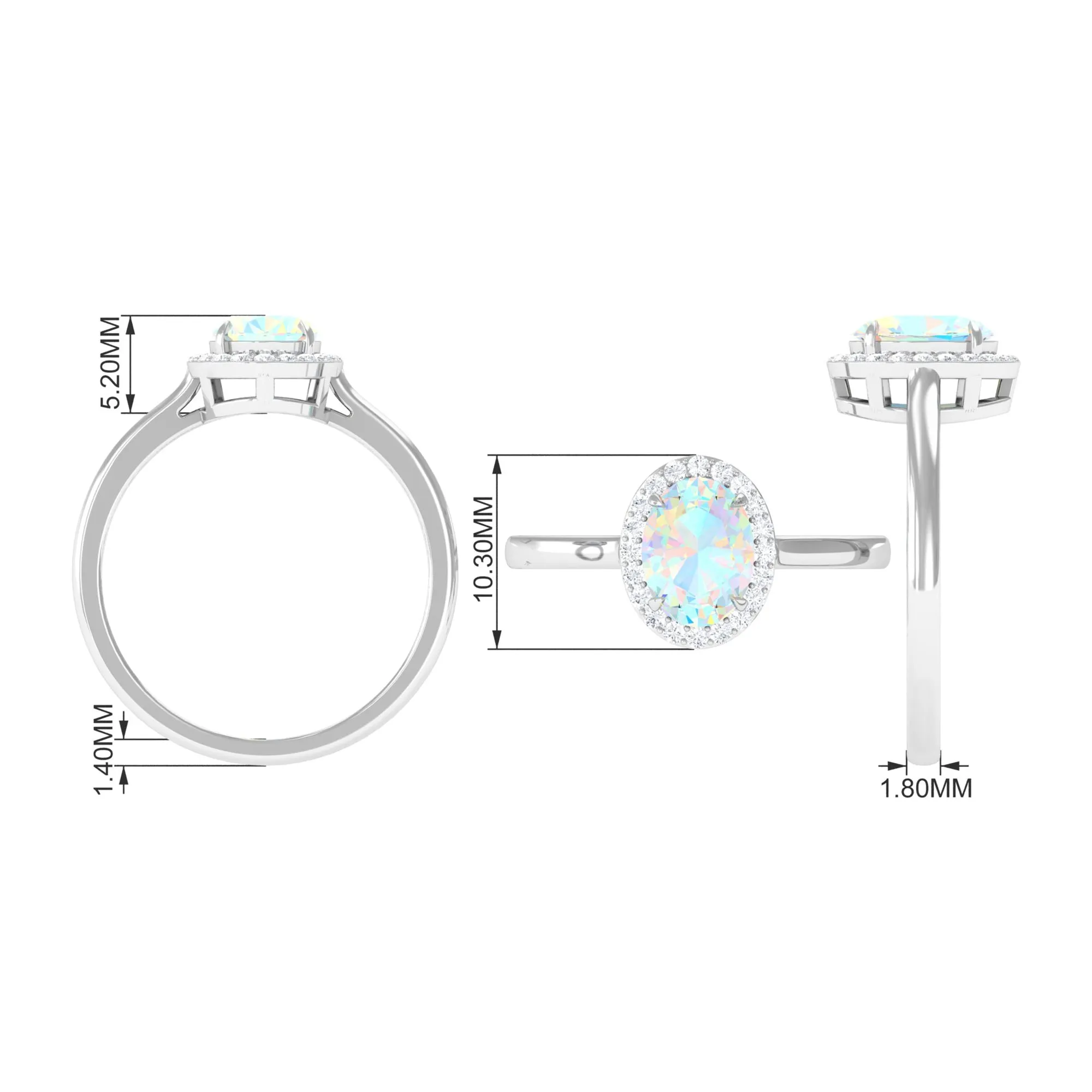 1.50 CT Oval Shape Ethiopian Opal Engagement Ring with Diamond Halo