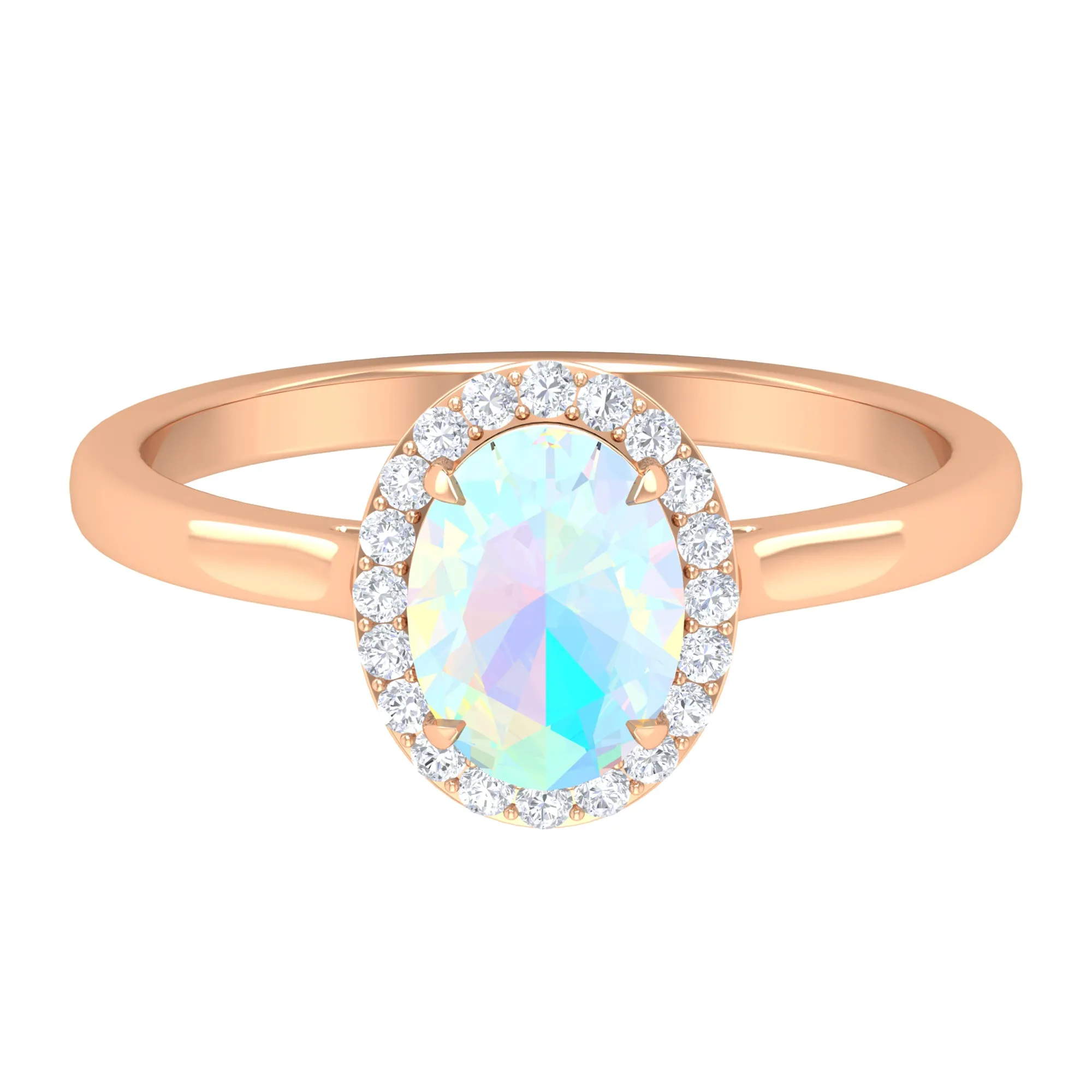 1.50 CT Oval Shape Ethiopian Opal Engagement Ring with Diamond Halo