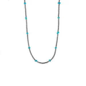 16" Sleeping Beauty Turquoise Chip and Oxidized Bead Necklace