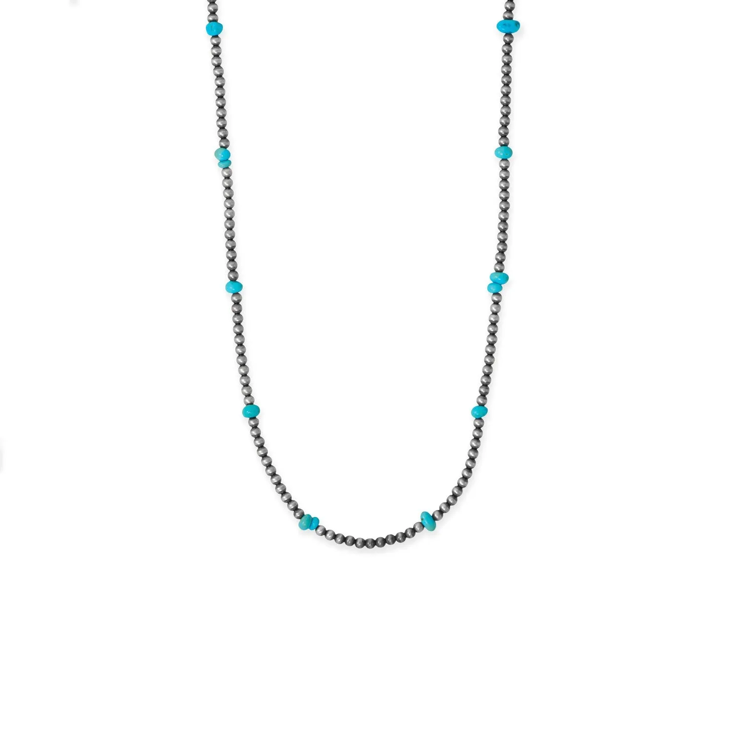 16" Sleeping Beauty Turquoise Chip and Oxidized Bead Necklace