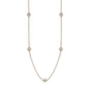 18ct Rose Gold Turquoise Star Link Disc Chain Necklace