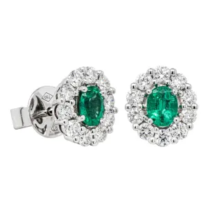 18ct White Gold .51ct Emerald & Diamond Earrings