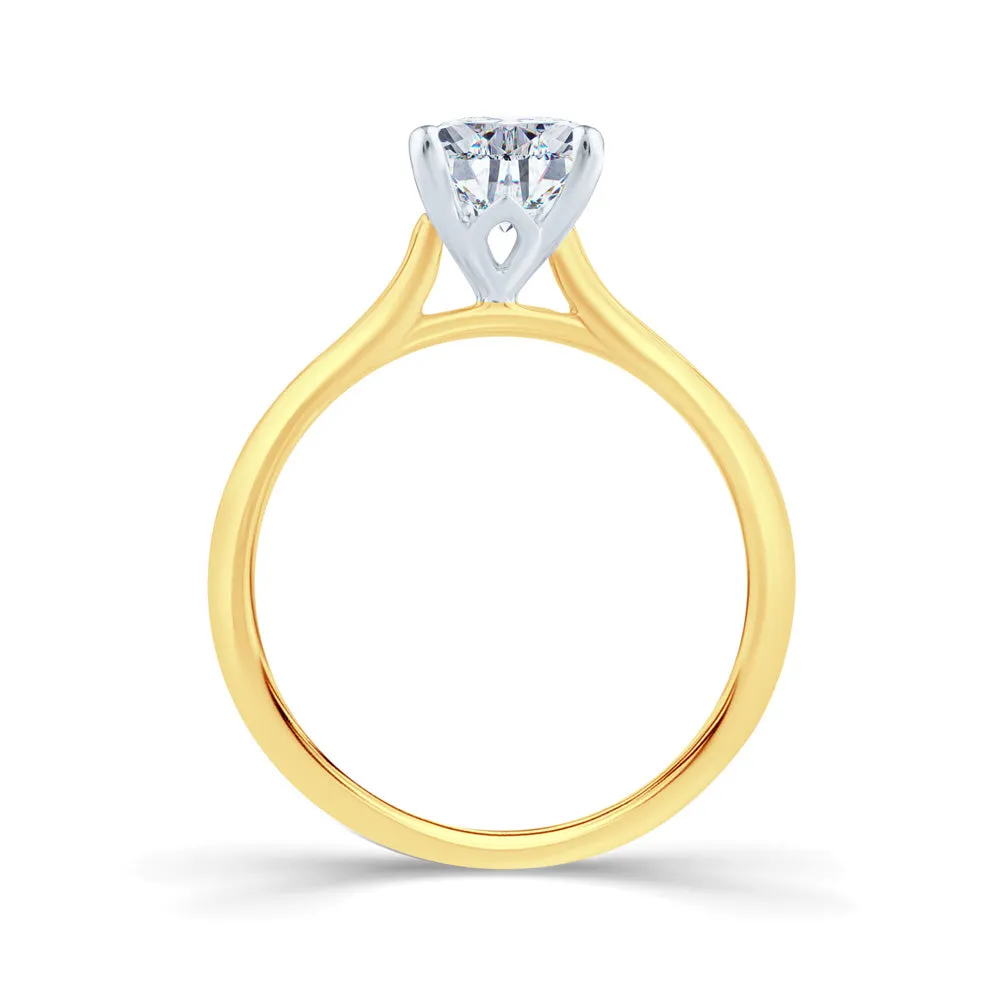 18ct Yellow And White Gold 1.00ct Pear Cut Diamond Solitaire Engagement Ring