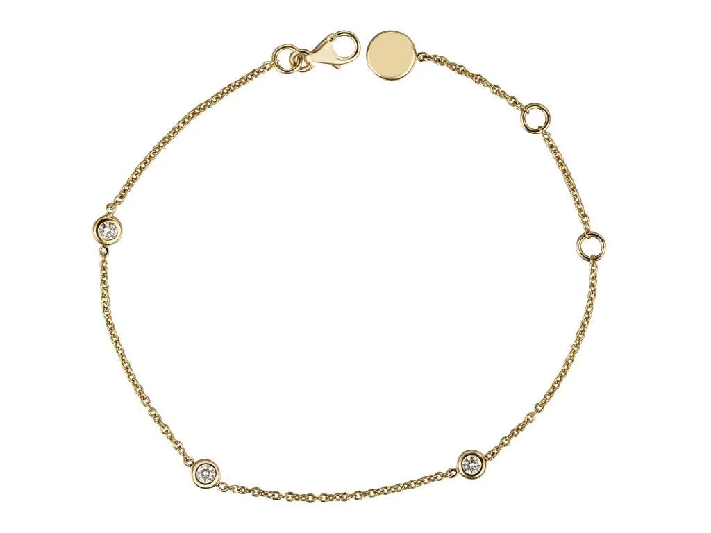 18ct Yellow Gold 0.14ct Diamond Trilogy Bracelet