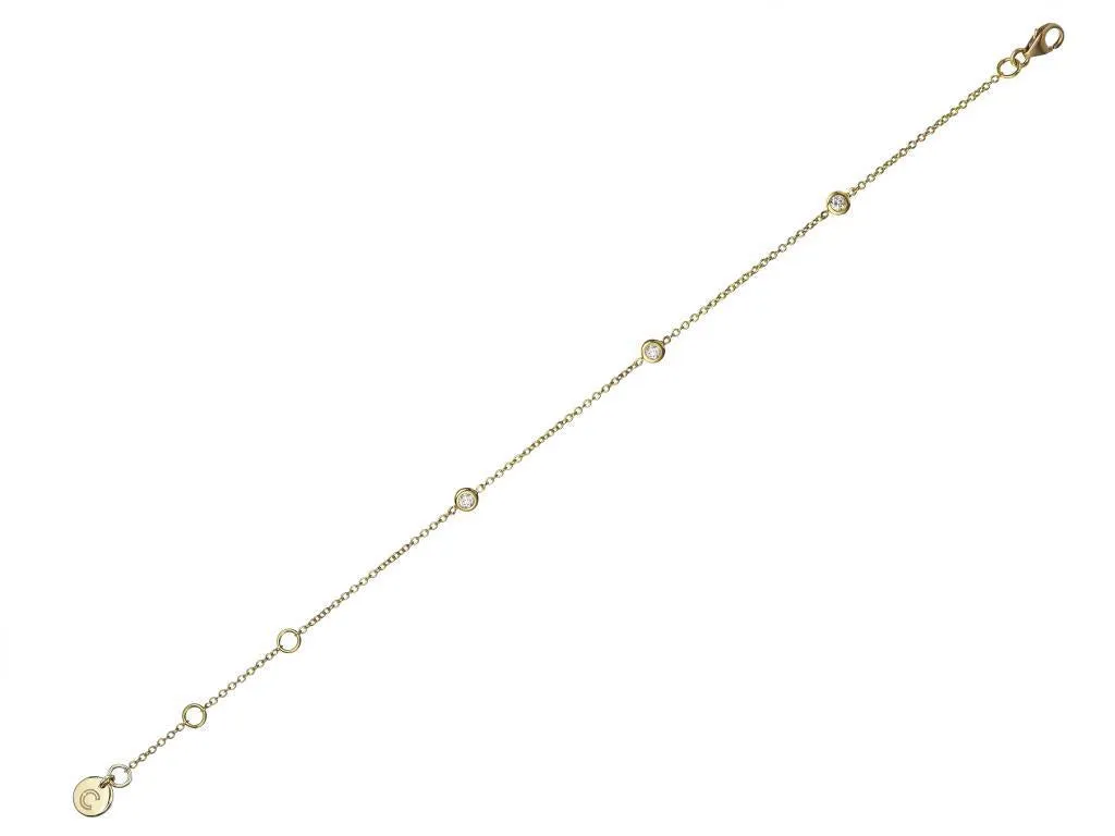 18ct Yellow Gold 0.14ct Diamond Trilogy Bracelet