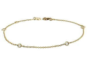 18ct Yellow Gold 0.14ct Diamond Trilogy Bracelet