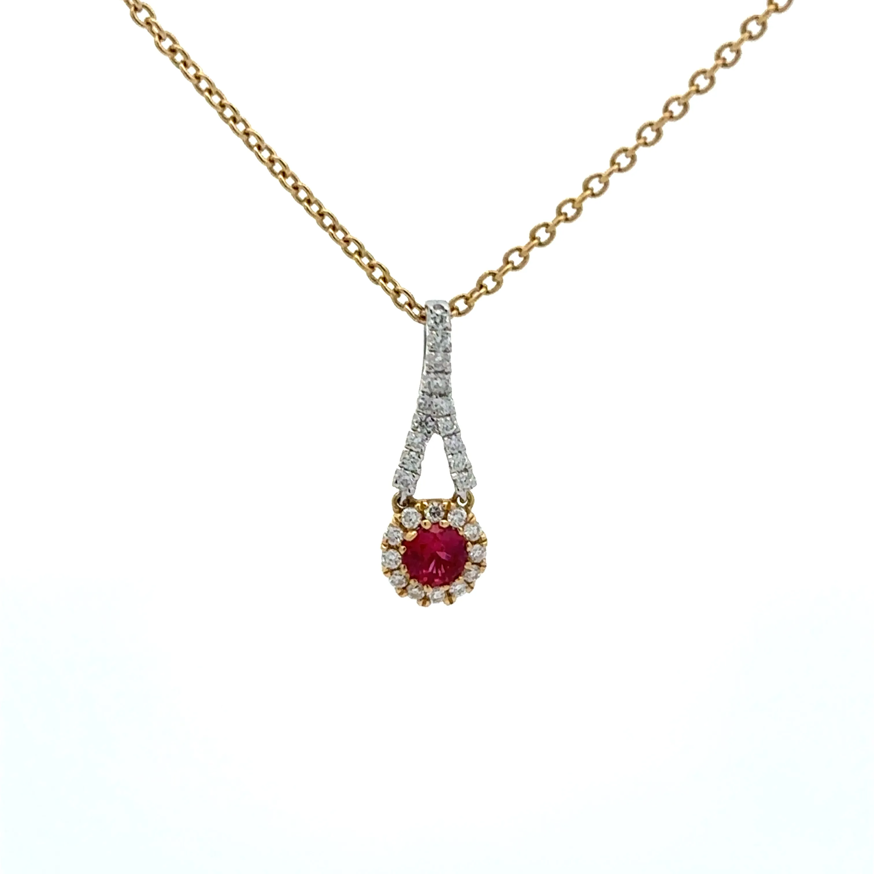 18ct yellow gold ruby and diamond necklace