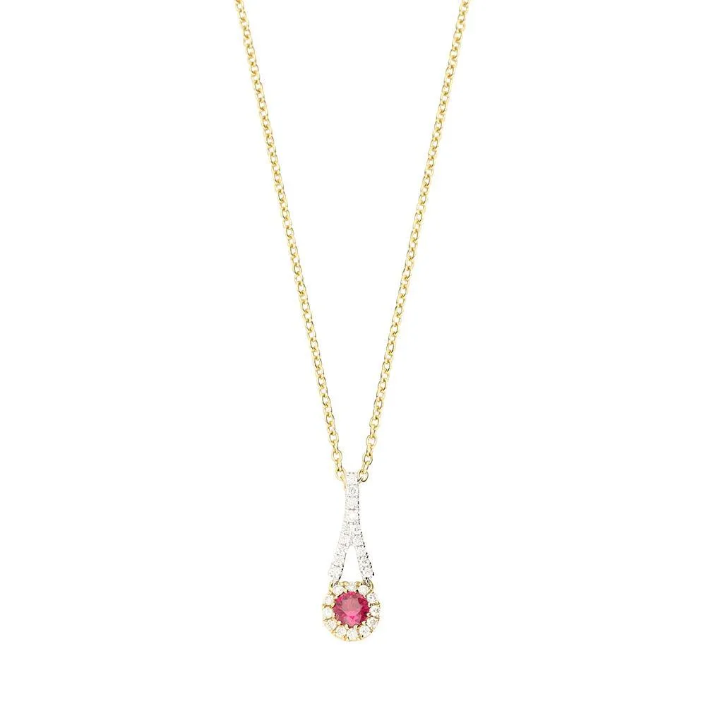 18ct yellow gold ruby and diamond necklace