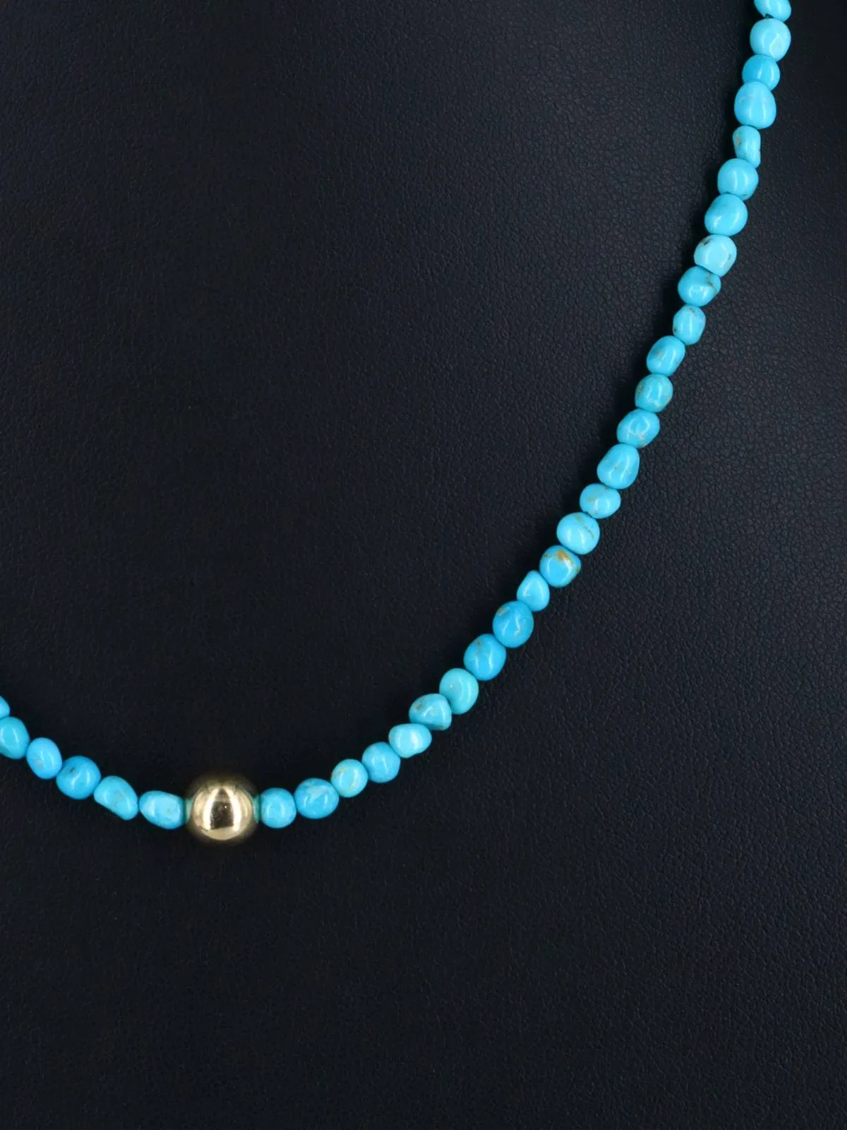 18" Native American Turquoise and 18kt Gold Plated Bead Necklace